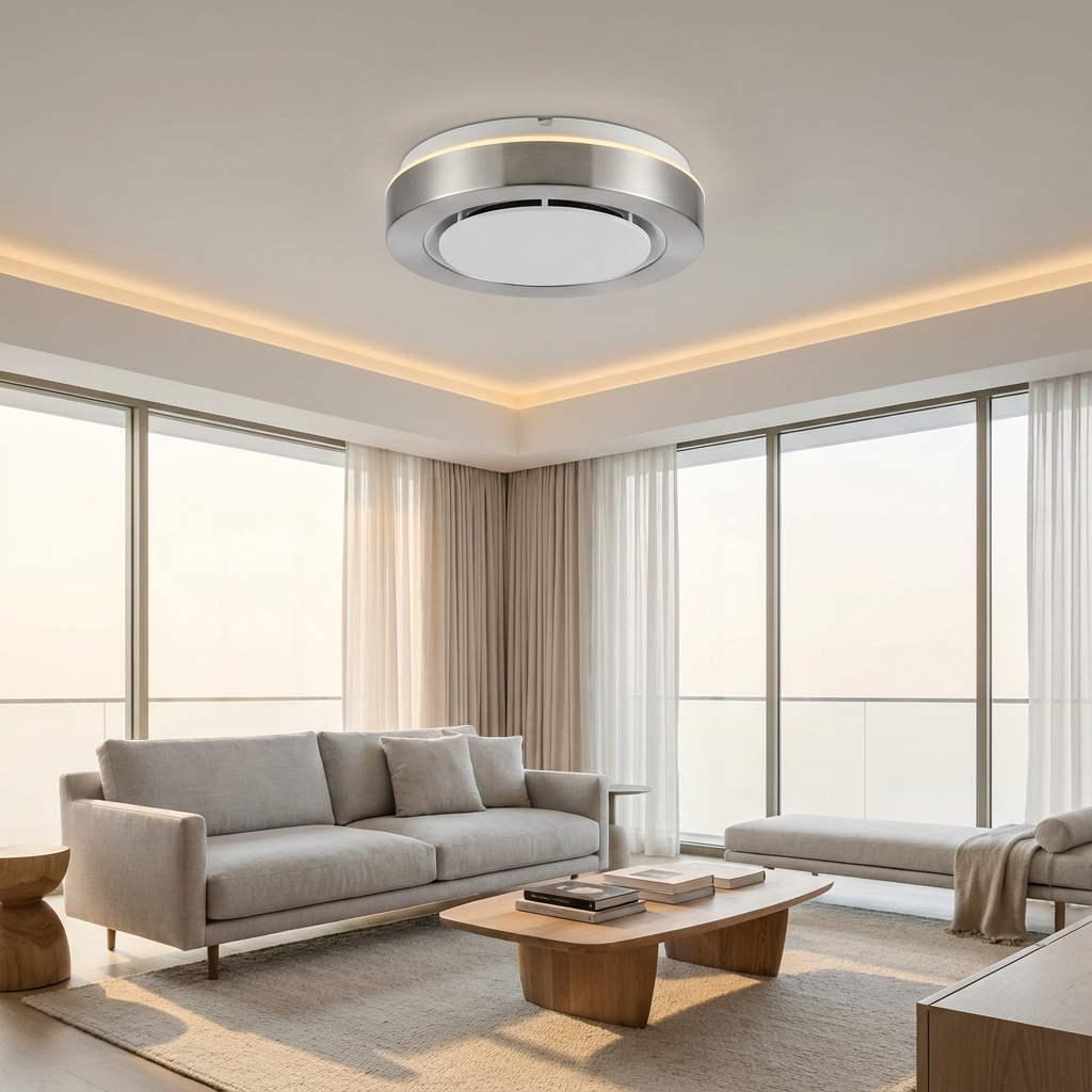 Moderne Rauchmelder in einem eleganten Wohnzimmer